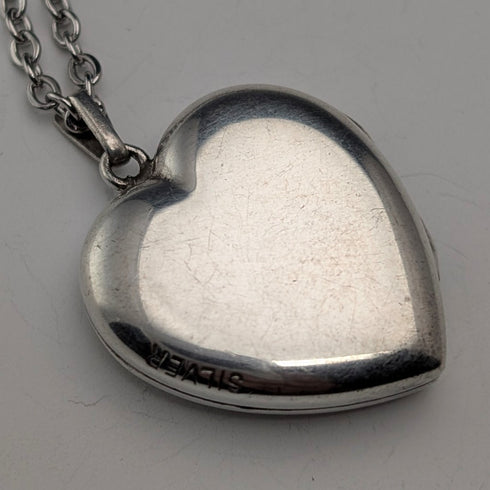 Vintage Sterling Silver Heart Locket Pendant with Necklace